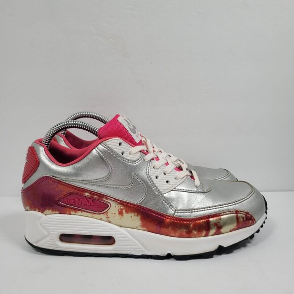 Nike Air Max 90 Premium Air Brush Women's Silver Pink 744596-001 US Size 8.5 - Picture 1 of 10